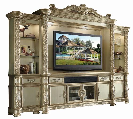 Acme Vendome Entertainment Center in Gold Patina 91310 - Olympia Furniture (Saint George, Utah)