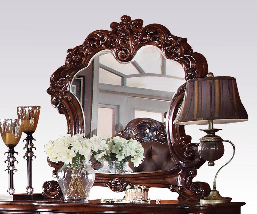 Acme Vendome Landscape Mirror with Intricate Details in Cherry 22004 - Olympia Furniture (Saint George, Utah)