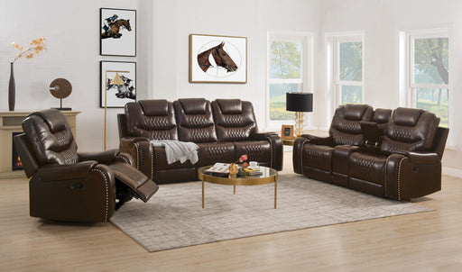 Braylon Brown PU Sofa (Motion) - Olympia Furniture (Saint George, Utah)