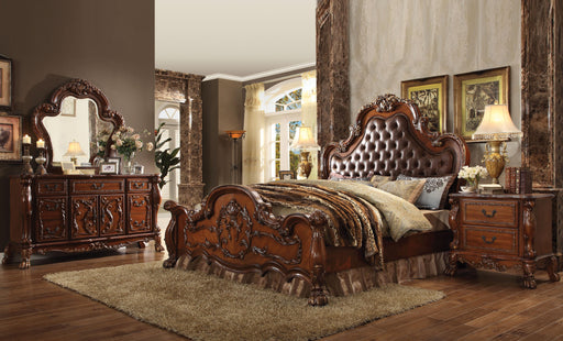 Dresden PU & Cherry Oak Queen Bed - Olympia Furniture (Saint George, Utah)