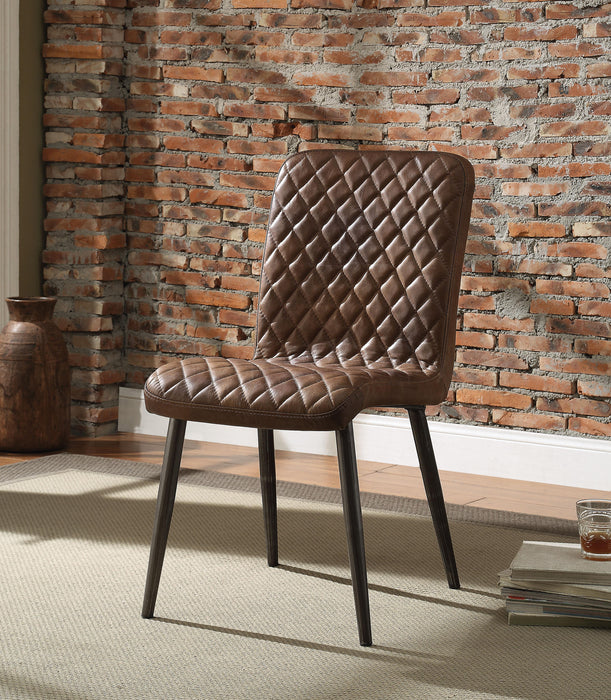Hosmer Vintage Chocolate Top Grain Leather & Antique Black Side Chair - Olympia Furniture (Saint George, Utah)