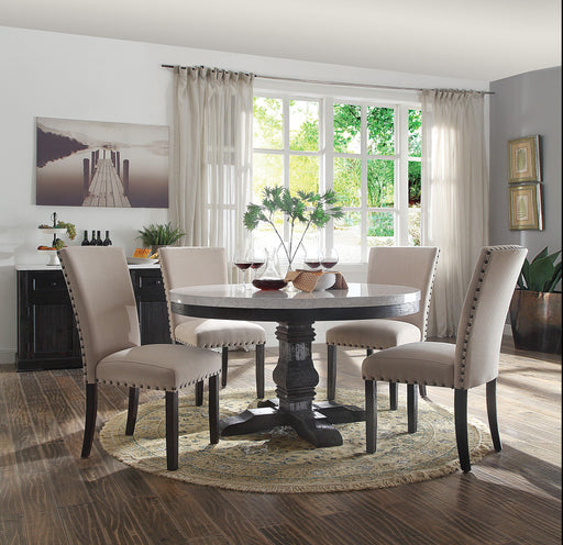 Nolan White Marble & Salvage Dark Oak Dining Table - Olympia Furniture (Saint George, Utah)