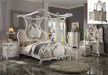 Picardy Fabric & Antique Pearl Eastern King Bed (Canopy) - Olympia Furniture (Saint George, Utah)