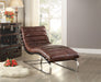 Qortini Vintage Dark Brown Top Grain Leather & Stainless Steel Chaise - Olympia Furniture (Saint George, Utah)