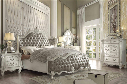 Versailles Vintage Gray PU & Bone White Queen Bed - Olympia Furniture (Saint George, Utah)