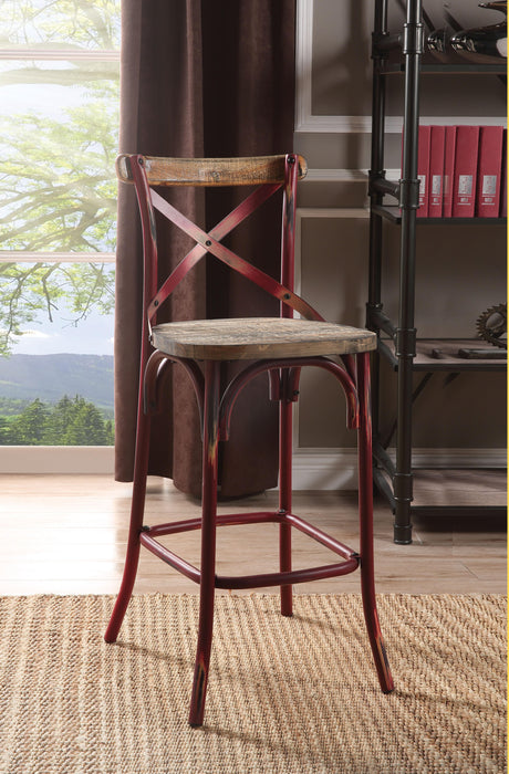 Zaire Antique Red & Antique Oak Bar Chair (1Pc) - Olympia Furniture (Saint George, Utah)