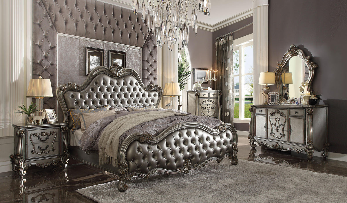 Versailles II Silver PU & Antique Platinum Queen Bed - Olympia Furniture (Saint George, Utah)