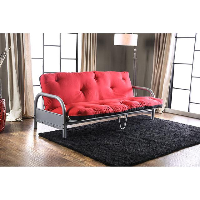 Aksel Black/Red Futon Mattress, Black, Red & Gray - Olympia Furniture (Saint George, Utah)