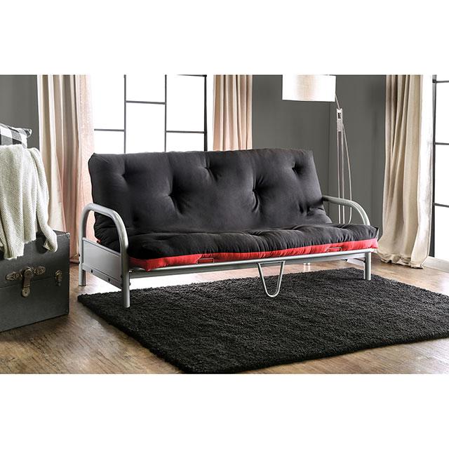 Aksel Black/Red Futon Mattress, Black, Red & Gray - Olympia Furniture (Saint George, Utah)