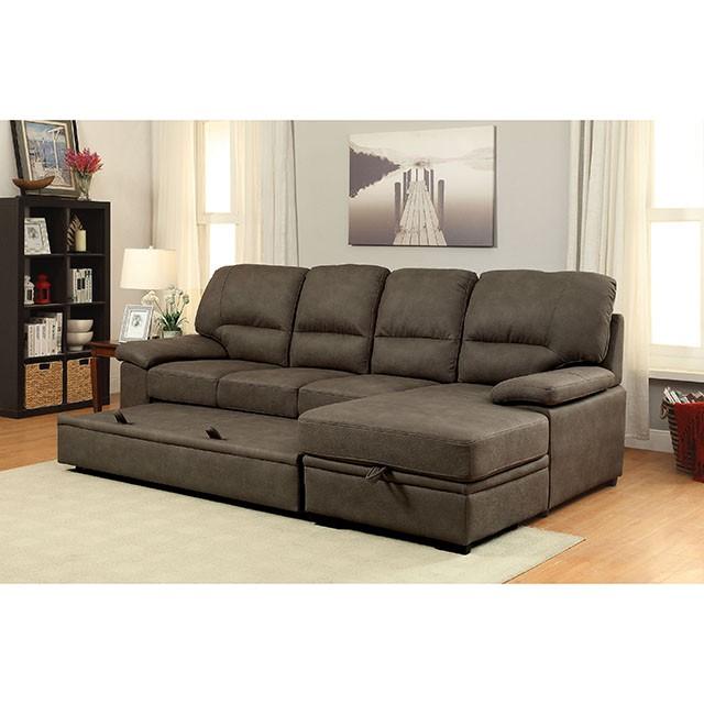 ALCESTER Brown & Gray Sectional w/ Sleeper, Ash - Olympia Furniture (Saint George, Utah)