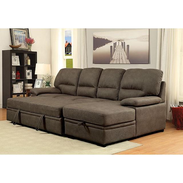 ALCESTER Brown & Gray Sectional w/ Sleeper, Ash - Olympia Furniture (Saint George, Utah)