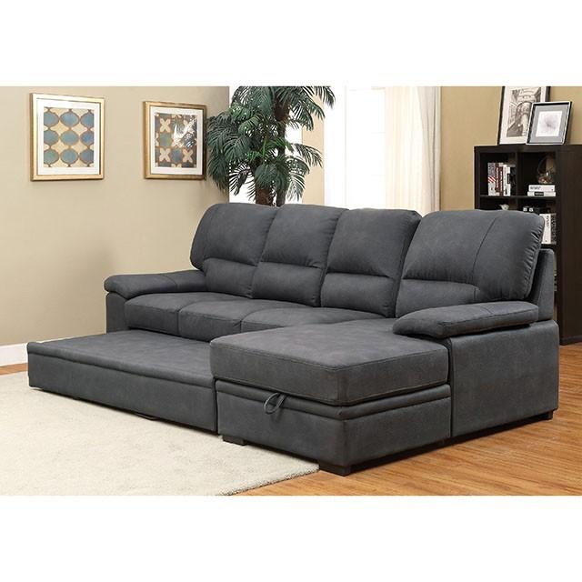 ALCESTER Brown & Gray Sectional w/ Sleeper, Ash - Olympia Furniture (Saint George, Utah)