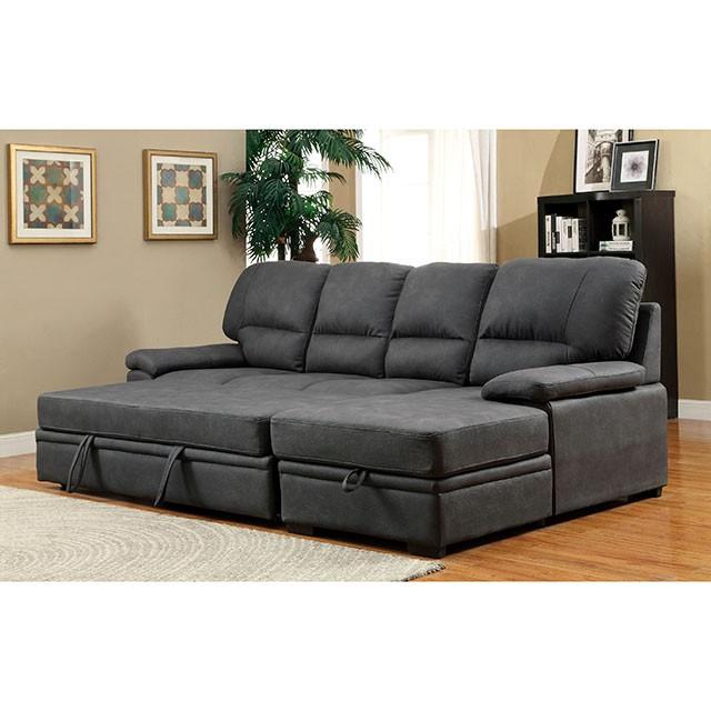 ALCESTER Brown & Gray Sectional w/ Sleeper, Ash - Olympia Furniture (Saint George, Utah)