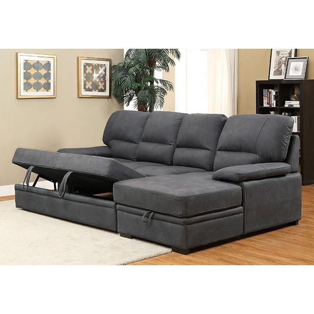 ALCESTER Brown & Gray Sectional w/ Sleeper, Ash - Olympia Furniture (Saint George, Utah)