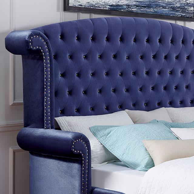 ALZIR Cal.King, E.King, & Queen Bed, Blue - Olympia Furniture (Saint George, Utah)
