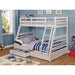 California III Wire-Brushed White Twin/Full Bunk Bed w/ 2 Drawers - Olympia Furniture (Saint George, Utah)