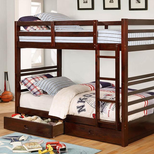 California Iv Black, Walnut, Gray, & White Twin/Twin Bunk Bed - Olympia Furniture (Saint George, Utah)