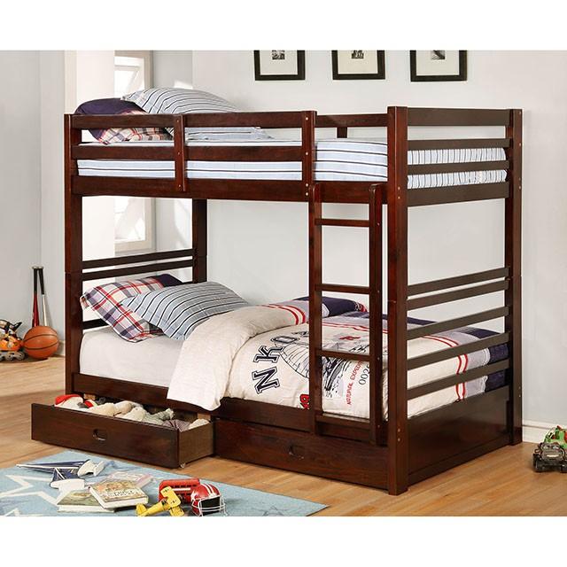 California Iv Black, Walnut, Gray, & White Twin/Twin Bunk Bed - Olympia Furniture (Saint George, Utah)