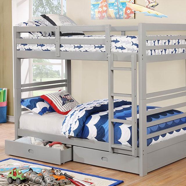 California Iv Black, Walnut, Gray, & White Twin/Twin Bunk Bed - Olympia Furniture (Saint George, Utah)