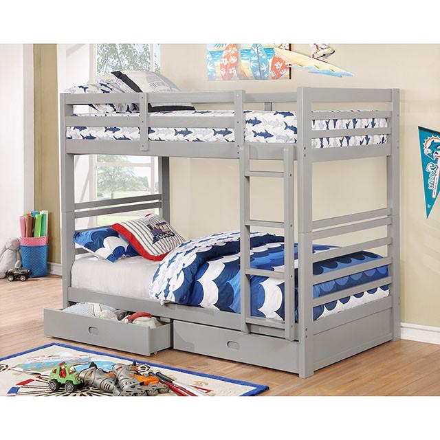 California Iv Black, Walnut, Gray, & White Twin/Twin Bunk Bed - Olympia Furniture (Saint George, Utah)