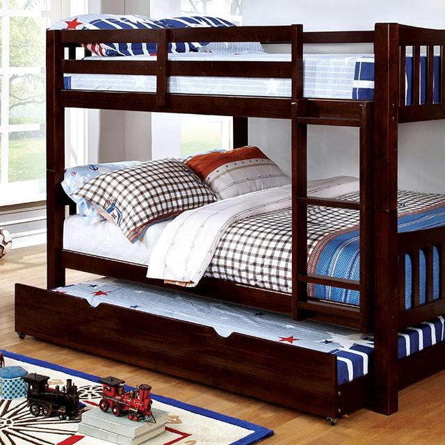 Cameron Dark Walnut, White & Gray Full/Full Bunk Bed - Olympia Furniture (Saint George, Utah)