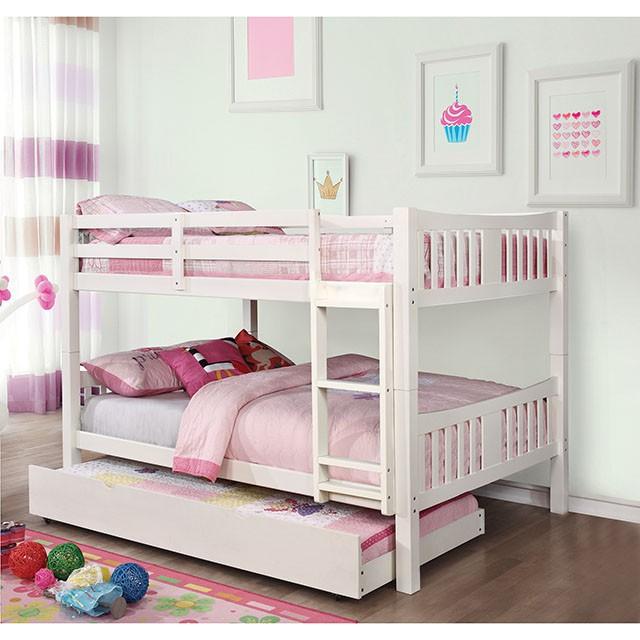 Cameron Dark Walnut, White & Gray Full/Full Bunk Bed - Olympia Furniture (Saint George, Utah)