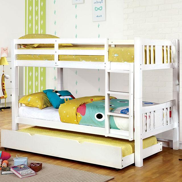 Cameron Dark Walnut, White & Gray Full/Full Bunk Bed - Olympia Furniture (Saint George, Utah)