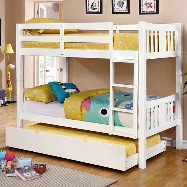 Cameron Dark Walnut, White & Gray Full/Full Bunk Bed - Olympia Furniture (Saint George, Utah)