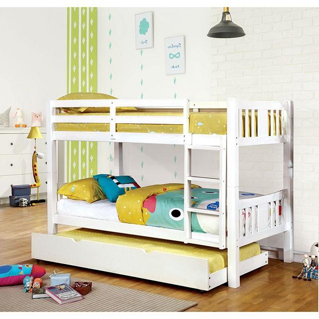 Cameron Dark Walnut, White & Gray Full/Full Bunk Bed - Olympia Furniture (Saint George, Utah)