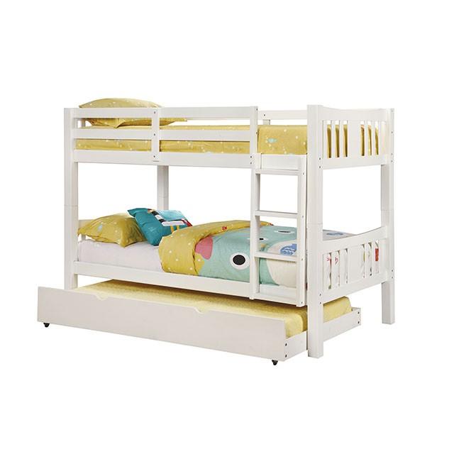 Cameron Dark Walnut, White & Gray Full/Full Bunk Bed - Olympia Furniture (Saint George, Utah)