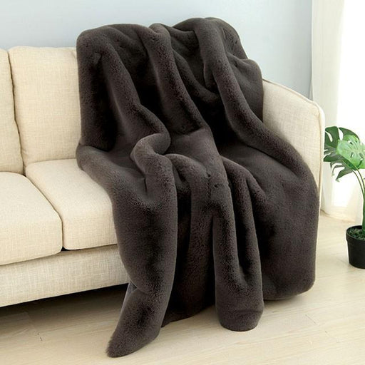 Caparica Charcoal Throw, Silver - Olympia Furniture (Saint George, Utah)
