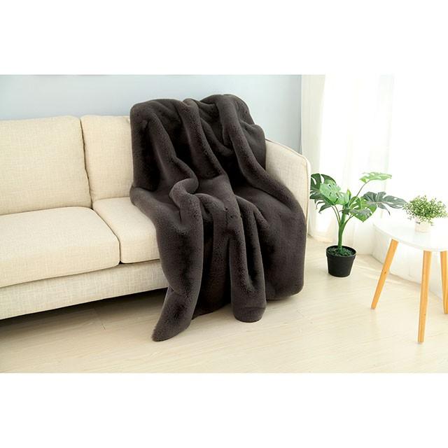 Caparica Charcoal Throw, Silver - Olympia Furniture (Saint George, Utah)