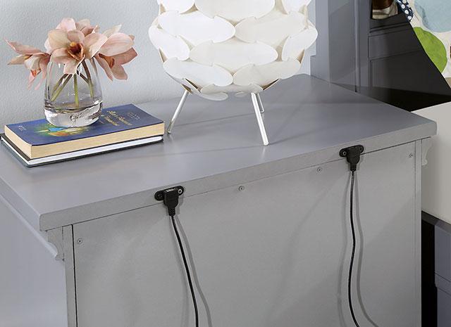 CASTLILE Night Stand w/ USB, Gray - Olympia Furniture (Saint George, Utah)