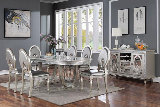 CATHALINA Oval Dining Table, Silver - Olympia Furniture (Saint George, Utah)