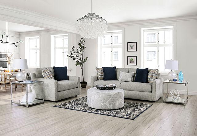 CHANCERY Ottoman, Gray/Navy - Olympia Furniture (Saint George, Utah)
