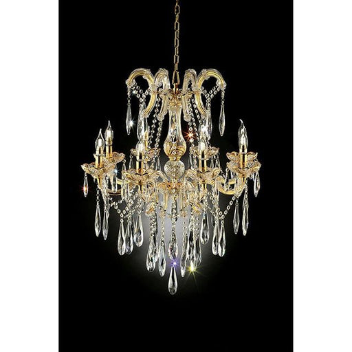 Christiana Gold 35"H Ceiling Lamp Gold, Hanging Crystal - Olympia Furniture (Saint George, Utah)