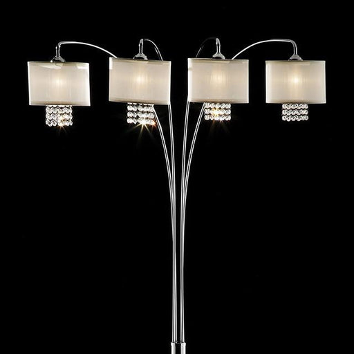 Claris Ivory/Chrome Arch Lamp, Hanging Crystal - Olympia Furniture (Saint George, Utah)