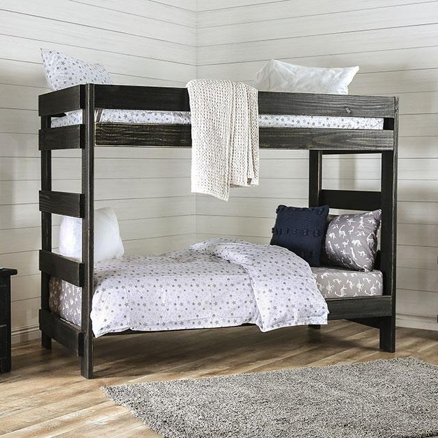 Arlette Twin/Twin Bunk Bed Brown, Black, Gray, & White - Olympia Furniture (Saint George, Utah)