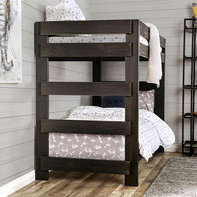 Arlette Twin/Twin Bunk Bed Brown, Black, Gray, & White - Olympia Furniture (Saint George, Utah)