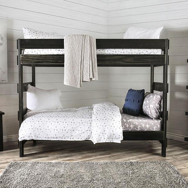 Arlette Twin/Twin Bunk Bed Brown, Black, Gray, & White - Olympia Furniture (Saint George, Utah)
