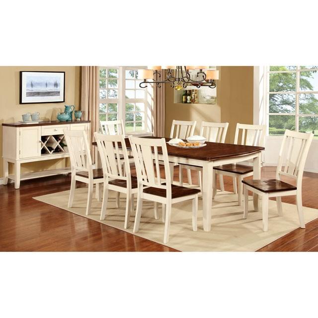 DOVER Vintage White/Cherry Dining Table w/ 18" Leaf - Olympia Furniture (Saint George, Utah)