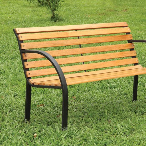 DUMAS Oak/Black Patio Wooden Bench - Olympia Furniture (Saint George, Utah)