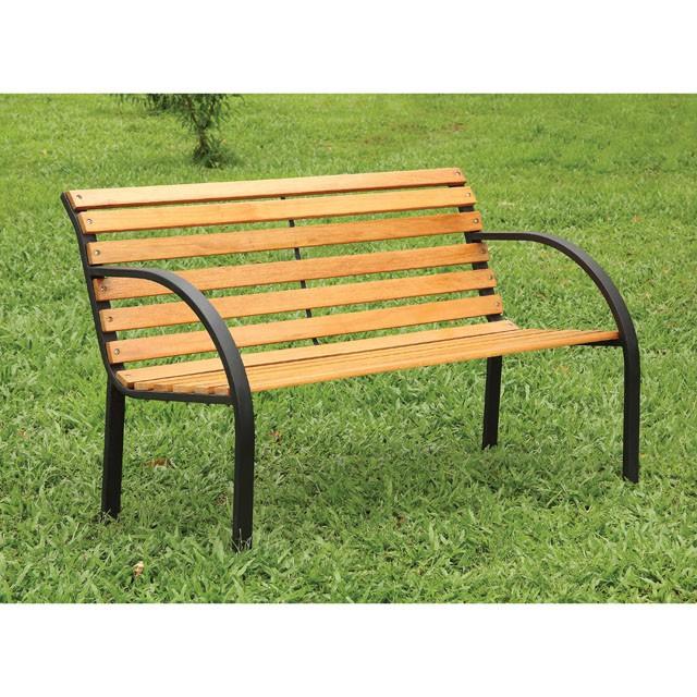 DUMAS Oak/Black Patio Wooden Bench - Olympia Furniture (Saint George, Utah)