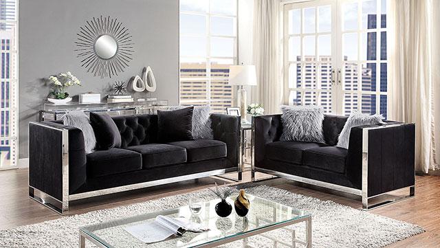 EVADNE Loveseat w/ Pillows, Black - Olympia Furniture (Saint George, Utah)