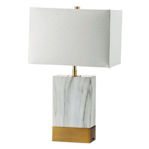 Faith White Marble/Gold 20"H White Marble Gold Table Lamp - Olympia Furniture (Saint George, Utah)