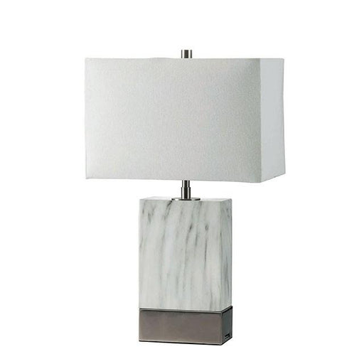 Faith White Marble/Silver 20"H White Marble Steel Table Lamp - Olympia Furniture (Saint George, Utah)