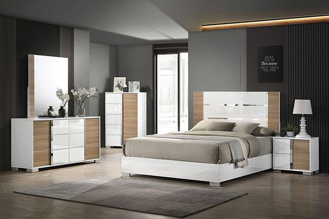 ERLANGEN Cal.King & E.King Bed, White/Natural - Olympia Furniture (Saint George, Utah)