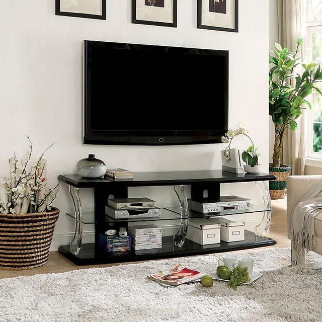 Ernst Black/Clear 60" TV Stand - Olympia Furniture (Saint George, Utah)