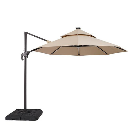 Fera 10 Ft Round Umbrella w/ LED Bulb + 37" Large Base - Olympia Furniture (Saint George, Utah)