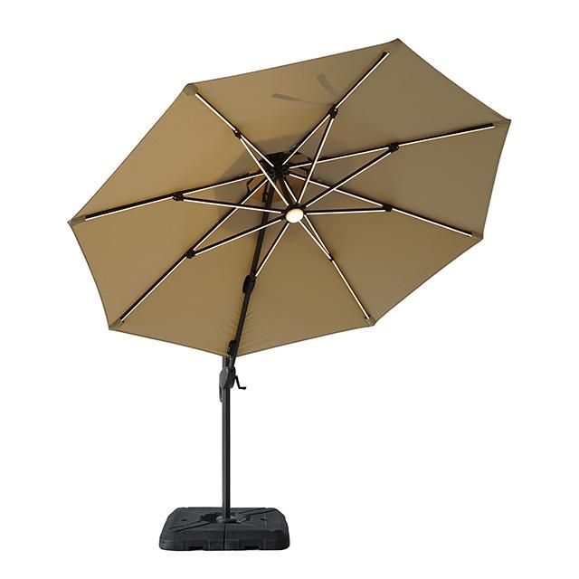 Fera 10 Ft Round Umbrella w/ LED Bulb + 37" Large Base - Olympia Furniture (Saint George, Utah)